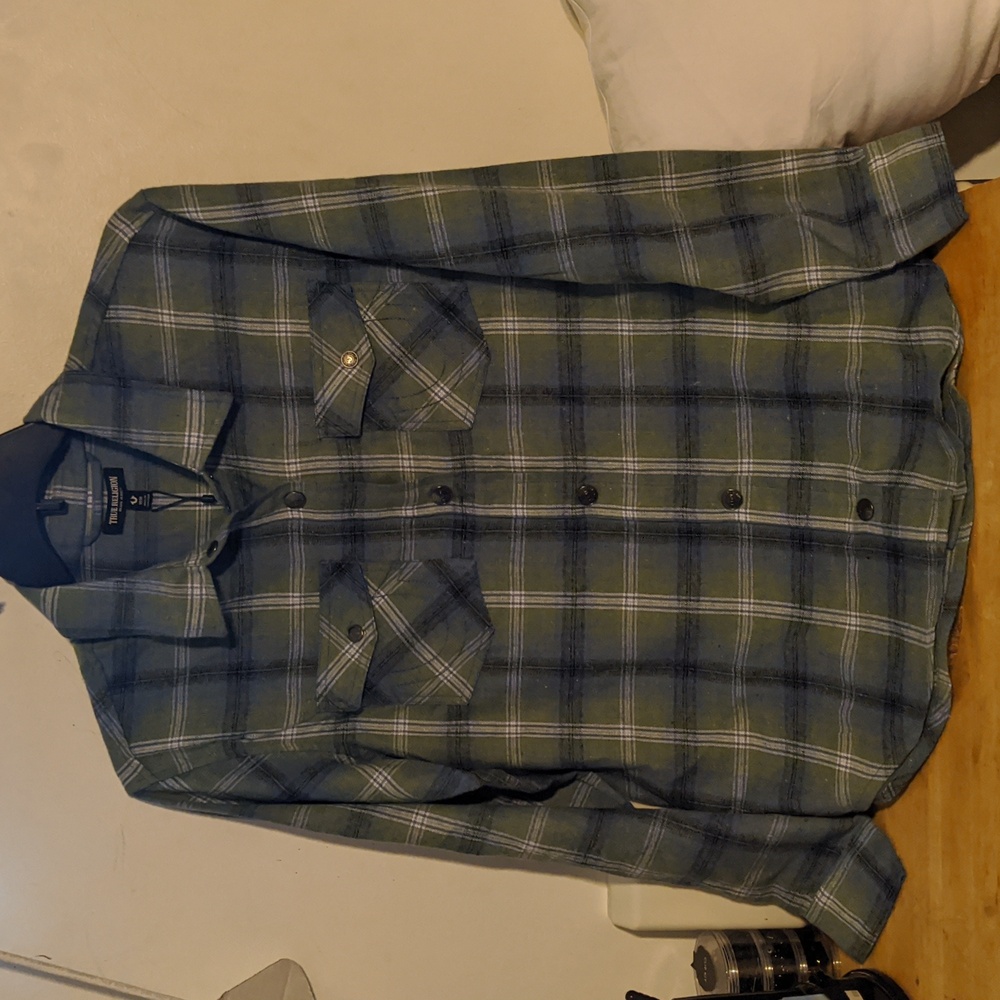 NWT True Religion HS Brushed Flannel Womens Button Up Long Sleeve Iris Medium